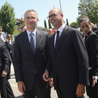 Foto Nicoloro G. 24/08/2017 Rimini Quinta giornata della 38° edizione del Meeting di Rimini che quest' anno ha come tema ' Quello che tu erediti dai tuoi padri, riguadagnatelo, per possederlo”. nella foto il ministro Angelino Alfano con il segretario generale della NATO Jens Stoltenberg.