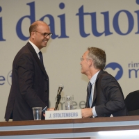 Foto Nicoloro G. 24/08/2017 Rimini Quinta giornata della 38° edizione del Meeting di Rimini che quest\' anno ha come tema \' Quello che tu erediti dai tuoi padri, riguadagnatelo, per possederlo”. nella foto il ministro Angelino Alfano con il segretario generale della NATO Jens Stoltenberg.
