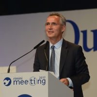 Foto Nicoloro G. 24/08/2017 Rimini Quinta giornata della 38° edizione del Meeting di Rimini che quest\' anno ha come tema \' Quello che tu erediti dai tuoi padri, riguadagnatelo, per possederlo”. nella foto il segretario generale della NATO Jens Stoltenberg.
