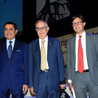 Foto Nicoloro G. 21/08/2017 Rimini Seconda giornata della 38° edizione del Meeting di Rimini che quest' anno ha come tema ' Quello che tu erediti dai tuoi padri, riguadagnatelo, per possederlo”. nella foto da sinistra Nassir Abdulaziz Al Nasser, Alto Rappresentante dell' ONU, il sindaco di Tunisi Saifallah Lasram e il sindaco di Firenze Dario Nardella.