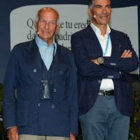 Foto Nicoloro G. 25/08/2017 Rimini Sesta giornata della 38° edizione del Meeting di Rimini che quest' anno ha come tema ' Quello che tu erediti dai tuoi padri, riguadagnatelo, per possederlo”. nella foto Fausto Bertinotti, a sinistra, e Andrea Simoncini, docente Universita' di Firenze.