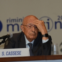 Foto Nicoloro G. 25/08/2017 Rimini Sesta giornata della 38° edizione del Meeting di Rimini che quest' anno ha come tema ' Quello che tu erediti dai tuoi padri, riguadagnatelo, per possederlo”. nella foto il professore Sabino Cassese.