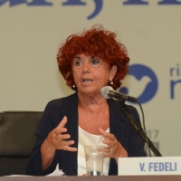 Foto Nicoloro G. 22/08/2017 Rimini Terza giornata della 38° edizione del Meeting di Rimini che quest\' anno ha come tema \' Quello che tu erediti dai tuoi padri, riguadagnatelo, per possederlo”. nella foto il ministro Valeria Fedeli.