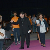 Foto Nicoloro G. 19/08/2018 Rimini Edizione 2018 del Meeting di C.L. che quest' anno ha per tema ' Le forze che muovono la storia sono le stesse che rendono l' uomo felice '. nella foto l' arcivescovo Christophe Pierre e Emilia Guarnieri, presidente Fondazione Meeting.