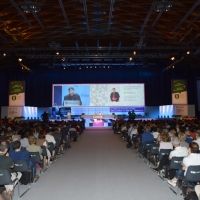 Foto Nicoloro G. 19/08/2018 Rimini Edizione 2018 del Meeting di C.L. che quest' anno ha per tema ' Le forze che muovono la storia sono le stesse che rendono l' uomo felice '. nella foto l' arcivesco Nunzio negli Stati Uniti Christophe Pierre durante il suo intervento.