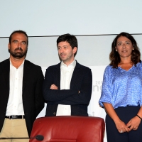 Foto Nicoloro G. 21/08/2018 Rimini Terza giornata dell\' edizione 2018 del Meeting di C.L. che quest\' anno ha per tema \' Le forze che muovono la storia sono le stesse che rendono l\' uonmo felice \'. nella foto da sinistra Luigi Marattin, Roberto Speranza e Barbara Saltamartini.