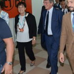 Foto Nicoloro G.   24/08/2019  Rimini    Settima ed ultima giornata della 40° edizione del ' Meeting per l' amicizia fra i popoli ' che quest' anno ha per titolo ' Nacque il tuo nome da cio' che fissavi '. nella foto il presidente del Parlamento Europeo Davide Sassoli accolto al suo arrivo al Meeting da Emilia Guarnieri, presidente Fondazione Meeting.