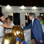 Foto Nicoloro G.   24/08/2019  Rimini    Settima ed ultima giornata della 40° edizione del ' Meeting per l' amicizia fra i popoli ' che quest' anno ha per titolo ' Nacque il tuo nome da cio' che fissavi '. nella foto Davide Sassoli, presidente del Parlamento Europeo, saluta le volontarie dello stand dell' Unione Europea.