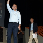 21/08/2019  Rimini    Quarta giornata della 40° edizione del ' Meeting per l' amicizia fra i popoli ' che quest' anno ha per titolo ' Nacque il tuo nome da cio' che fissavi '. nella foto Enrico Letta, in primo piano, e dietro il ministro Enzo Moavero Milanesi.