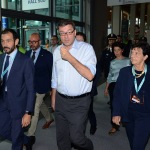 Foto Nicoloro G.   23/08/2019  Rimini    Sesta giornata della 40° edizione del ' Meeting per l' amicizia fra i popoli ' che quest' anno ha per titolo ' Nacque il tuo nome da cio' che fissavi '. nella foto il sottosegretario Giancarlo Giorgetti, al suo arrivo al Meeting.