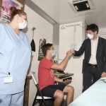 Foto Nicoloro G.   23/08/2021   Rimini   Quarta giornata della 42° edizione del Meeting di Comunione e Liberazione che quest' anno ha per titolo ' Il coraggio di dire io '. nella foto il ministro Roberto Speranza al suo arrivo al Meeting fa visita al camper vaccinale presente davanti la Fiera e si intrattiene con un giovane vaccinando.