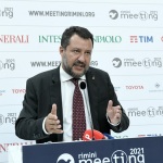 Foto Nicoloro G.   24/08/2021   Rimini   Quinta giornata della 42° edizione del Meeting di Comunione e Liberazione che quest' anno ha per titolo ' Il coraggio di dire io '. nella foto il segretario della Lega Matteo Salvini.