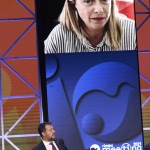 Foto Nicoloro G.   24/08/2021   Rimini   Quinta giornata della 42° edizione del Meeting di Comunione e Liberazione che quest' anno ha per titolo ' Il coraggio di dire io '. nella foto la presidente di Fratelli d' Italia Giorgia Meloni in collegamento video.