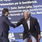 Foto Nicoloro G.   24/08/2021   Rimini   Quinta giornata della 42° edizione del Meeting di Comunione e Liberazione che quest' anno ha per titolo ' Il coraggio di dire io '. nella foto Giuseppe Conte al suo arrivo sul palco saluta Antonio Tajani.