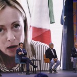 Foto Nicoloro G.   24/08/2021   Rimini   Quinta giornata della 42° edizione del Meeting di Comunione e Liberazione che quest\' anno ha per titolo \' Il coraggio di dire io \'. nella foto la presidente di Fratelli d\' Italia Giorgia Meloni in collegamento video.