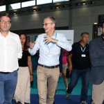 Foto Nicoloro G.   25/08/2022   Rimini   Sesta ed ultima giornata della 43° edizione del Meeting di C.L. che ha per tema '  Una passione per l' uomo '. nella foto da sinistra il ministro Giancarlo Giorgetti, l' ambasciatore Stefano Gatti che fa da cicerone al ministro e il direttore del Meeting Emanuele Forlani.