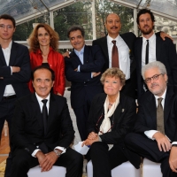Foto Nicoloro G. 31/08/2012 Venezia Cinquantesima edizione del Premio Campiello promosso e organizzato da Confindustria Veneto. Nella sede del Casino’ di Venezia serata di premiazione dei cinque autori finalisti. nella foto in piedi Giovanni Montanaro – Francesca Melandri – Marcello Fois – Carmine Abate – Marco Missiroli – seduti Andrea Tomat – Dacia Maraini – Roberto Ando'