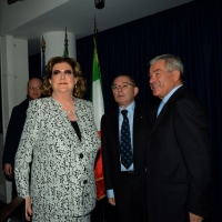 Foto Nicoloro G.  17/12/2013  Milano     Mancano 500 giorni all' apertura di Expo 2015 e i maggiori interessati si riuniscono per riflettere sul tema dell' Expo " Nutrire il Pianeta. Energia per la vita ". nella foto da sinistra Diana Bracco, presidente Expo, Giorgio Squinzi, presidente Confindustria, e Carlo Sangalli, presidente Confcommercio.
