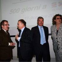 Foto Nicoloro G.  17/12/2013  Milano     Mancano 500 giorni all' apertura di Expo 2015 e i maggiori interessati si riuniscono per riflettere sul tema dell' Expo " Nutrire il Pianeta. Energia per la vita ". nella foto da sinistra Roberto Maroni, Giorgio Squinzi, Carlo Sangalli e Diana Bracco.