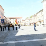 Foto Nicoloro G.   25/04/2020   Ravenna   In una piazza del Popolo praticamente deserta si e' svolta la cerimonia di commemorazione del 75° anniversario del 25 Aprile. nella foto una veduta della piazza del Popolo, sede della cerimonia, praticamente vuota.