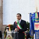 Foto Nicoloro G.   25/04/2020   Ravenna   In una piazza del Popolo praticamente deserta si e\' svolta la cerimonia di commemorazione del 75° anniversario del 25 Aprile. nella foto il sindaco di Ravenna Michele de Pascale.