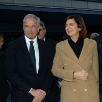 Foto Nicoloro G. 17/11/2017 Milano 9° edizione di 'Science for Peace ', Conferenza mondiale dal titolo ' Post-Verita''. nella foto la presidente della Camera Laura Boldrini accolta al suo arrivo in Bocconi da Paolo Veronesi, presidente della ' Fondazione U. Veronesi'.