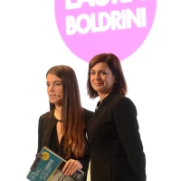 Foto Nicoloro G. 17/11/2017 Milano 9° edizione di 'Science for Peace ', Conferenza mondiale dal titolo ' Post-Verita''. nella foto la giornalista Giulia Innocenzi, che ha presentato l' evento, e la presidente della Camera Laura Boldrini.