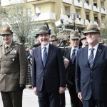 Foto Nicoloro G.   08/05/2022   Rimini  Giornata conclusiva della 93° Adunata Nazionale Alpini che culmina con la sfilata generale davanti alle autorita' militari e civili e una folla di spettatori. nella foto al centro il ministro Lorenzo Guerini tra il generale Ignazio Gamba, a sinistra, e il presidente A.N.A. Sebastiano Favero.