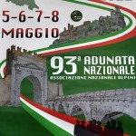 05/05/2022  Rimini   93° Adunata Nazionale Alpini che , come da consuetudine, hanno invaso la cittadina romagnola provenienti da ogni regione d\' Italia. Il culmine della manifestazione  sara\' domenica 8 Maggio con \' l\' ammassamento \' sul lungomare di Rimini e la sfilata alla presenza delle massime autorita\'. nella foto il manifesto della 93° adunata.
