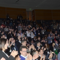 Foto Nicoloro G.   28-29/01/2017   Rimini   Assemblea nazionale amministratori locali. nella foto in piedi ad applaudire l' arrivo sul palco di Matteo Renzi.