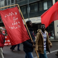 Foto Nicoloro G. 01/05/2016 Manifestazione con corteo per la ricorrenza del I° Maggio. nella foto numerosa la presenza di manifestanti stranieri.