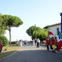 Foto Nicoloro G. 04/08/2017 Mandriole ( Ravenna ) Commemorazione della morte di Anita Garibaldi avvenuta il 04/08/1849 nella Fattoria Guiccioli in localita' Mandriole. nella foto l' alzabandiera di garibaldini in costume.