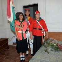 Foto Nicoloro G. 04/08/2017 Mandriole ( Ravenna ) Commemorazione della morte di Anita Garibaldi avvenuta il 04/08/1849 nella Fattoria Guiccioli in localita\' Mandriole. nella foto garibaldini in costume nella stanza dove mori\' Anita.