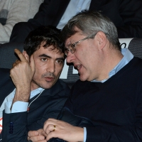 Foto Nicoloro G. 17/02/2017 Rimini Si e' aperto il Congresso fondativo di Sinistra Italiana. nella foto da sinistra Nicola Fratoianni, candidato alla segreteria di S.I., e il segretario Fiom Maurizio Landini.