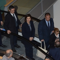 Foto Nicoloro G. 18/02/2017 Rimini Seconda giornata del Congresso fondativo di Sinistra Italiana. nella foto la presidente della Camera Laura Boldrini lascia il Palacongressi.
