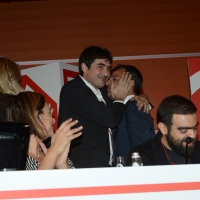 Foto Nicoloro G. 19/02/2017 Rimini Terza giornata conclusiva del Congresso fondativo di Sinistra Italiana. nella foto Nicola Fratoianni abbraccia Stefano Fassina che ha appena concluso il suo intervento.