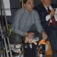 Foto Nicoloro G. 19/02/2017 Rimini Terza giornata conclusiva del Congresso fondativo di Sinistra Italiana. nella foto Eddy Testa, il compagno di Nichi Vendola, accudisce al piccolo Tobia.