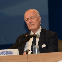 Foto Nicoloro G. 20/08/2016 Rimini Seconda giornata della trentasettesima edizione del Meeting di Rimini che ha per titolo \' Tu sei un bene per me \'. Inaugurata dal Capo dello Stato questa manifestazione si svolge per sette giorni tra incontri, dibattiti, mostre. nella foto Staffan De Mistura inviato speciale ONU.