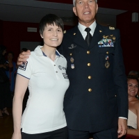 03/07/2017 Milano 18° edizione de ' La Milanesiana ' che quest' anno ha per tema ' Paura e Coraggio '. nella foto l' astronauta Samantha Cristoforetti e il generale Settimo Caputo.
