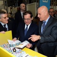 Foto Nicoloro G. 29/03/2017 Ravenna XIII edizione di OMC, Offshore Mediterranean Conference, evento biennale tra i piu' importanti in Europa, imperniato sulla ricerca e innovazione delle tecnologie offshore. nella foto da sinistra il presidente di OMC 2017 Innocenzo Titone, il ministro egiziano Tarek Al Molla e il Ceo di ENI Claudio Descalzi.