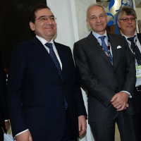Foto Nicoloro G. 29/03/2017 Ravenna XIII edizione di OMC, Offshore Mediterranean Conference, evento biennale tra i piu' importanti in Europa, imperniato sulla ricerca e innovazione delle tecnologie offshore. nella foto da sinistra il ministro egiziano Tarek Al Molla e il Ceo di Edison Marc Benayoun.