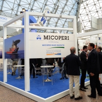 Foto Nicoloro G. 29/03/2017 Ravenna XIII edizione di OMC, Offshore Mediterranean Conference, evento biennale tra i piu' importanti in Europa, imperniato sulla ricerca e innovazione delle tecnologie offshore. nella foto uno stand espositivo.