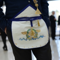 Foto Nicoloro G.   06/04/2018   Rimini   Si e' aperta al Palacongressi di Rimini l' edizione 2018 della Gran Loggia che ha per  tema ' Liberi di conosere '. nella foto un grembiule dai diversi significati massonici.