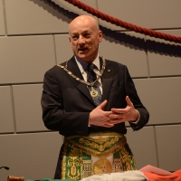 Foto Nicoloro G.   06/04/2018   Rimini   Si e' aperta al Palacongressi di Rimini l' edizione 2018 della Gran Loggia che ha per  tema ' Liberi di conosere '. nella foto il Gran Maestro Stefano Bisi durante la sua allocuzione.