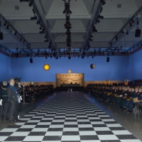 06/04/2018   Rimini   Si e' aperta al Palacongressi di Rimini l' edizione 2018 della Gran Loggia che ha per  tema ' Liberi di conosere '. nella foto una veduta della sala del Tempio dove si svolgono le cerimonie pubbliche e i blindati  lavori rituali.