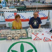Foto Nicoloro G. 29/07/2017 Cervia ( Ravenna ) Comizio del segretario federale della Lega Nord alla Festa Nazionale Lega Nord Romagna. nella foto lo stand con il libro di Matteo Salvini.