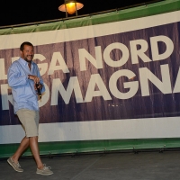 Foto Nicoloro G. 29/07/2017 Cervia ( Ravenna ) Comizio del segretario federale della Lega Nord alla Festa Nazionale Lega Nord Romagna. nella foto Matteo Salvini sul palco della Festa.
