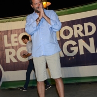 Foto Nicoloro G. 29/07/2017 Cervia ( Ravenna ) Comizio del segretario federale della Lega Nord alla Festa Nazionale Lega Nord Romagna. nella foto Matteo Salvini sul palco con il segretario nazionale Lega Nord Romagna Jacopo Morrone.