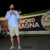 Foto Nicoloro G. 29/07/2017 Cervia ( Ravenna ) Comizio del segretario federale della Lega Nord alla Festa Nazionale Lega Nord Romagna. nella foto Matteo Salvini sul palco della Festa.