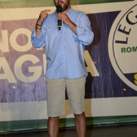 Foto Nicoloro G. 29/07/2017 Cervia ( Ravenna ) Comizio del segretario federale della Lega Nord alla Festa Nazionale Lega Nord Romagna. nella foto Matteo Salvini sul palco della Festa.